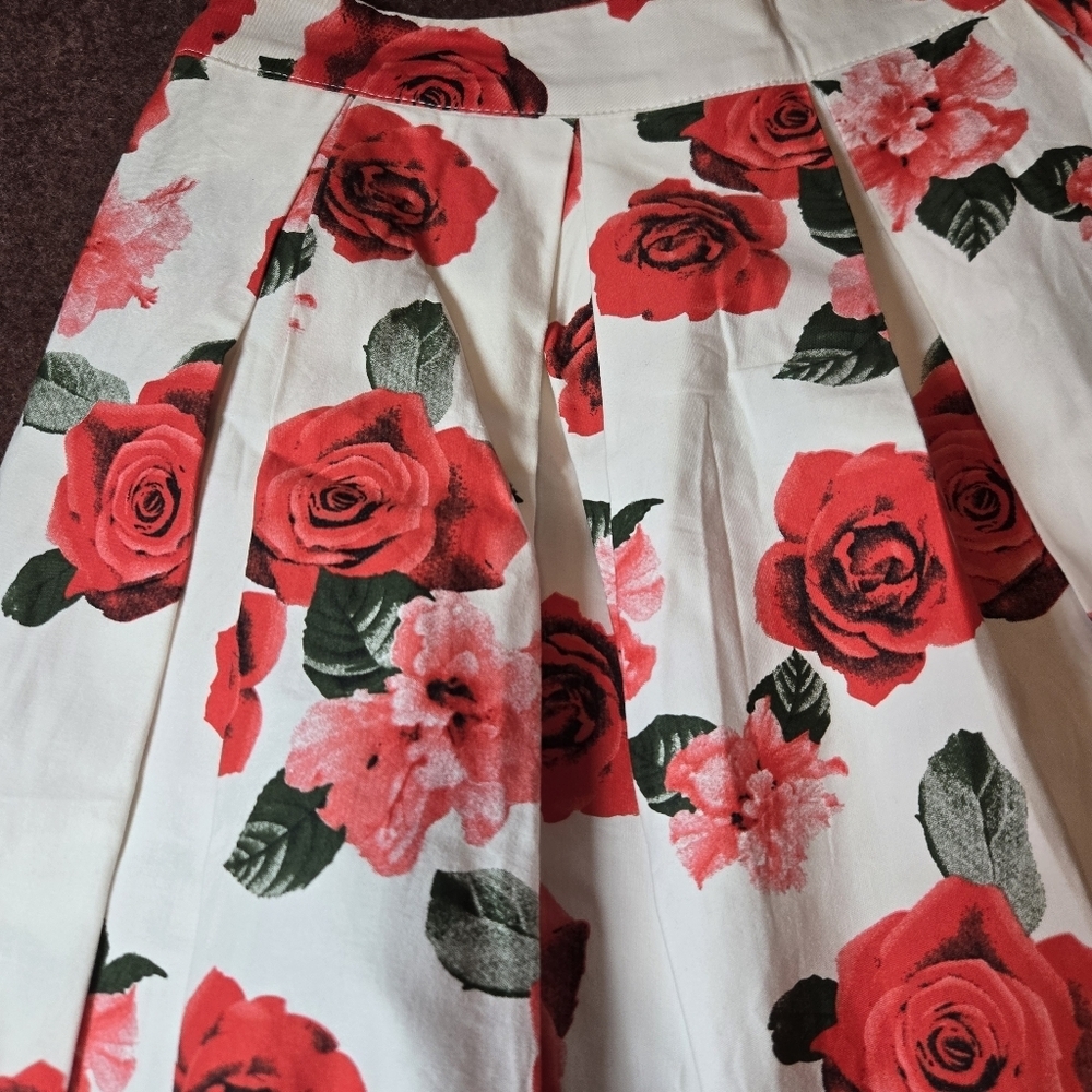 Rose Print Unbranded Skirt With 32in Waist Unlined Side Zip - Picture 2 of 5